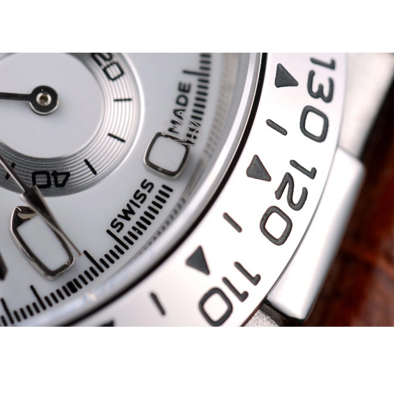 Rolex aaa copy Lady Dial Tachymeter Rolex Strap Daytona Case Brown Steel Leather Stainless White 0711